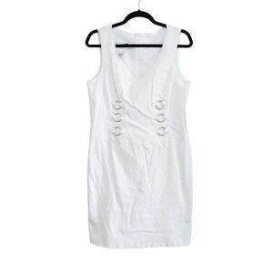 Joseph Ribkoff Vintage  Sleeveless Shift Dress Size 10 White Back Zip
